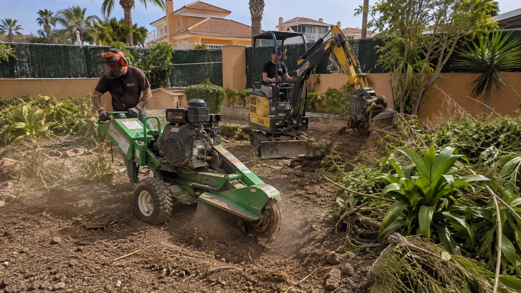 Old Garden Renovation in Torrevieja. Compact Machinery in Action, Costa Blanca Villa